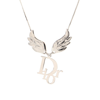 Christian Dior Logo Wings Pendant Necklace Metal