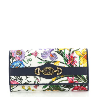 Gucci Zumi Continental Wallet Quilted Flora Canvas