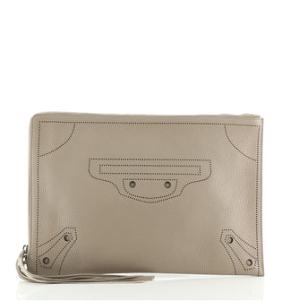 Balenciaga Blackout Zip Pouch Leather Medium