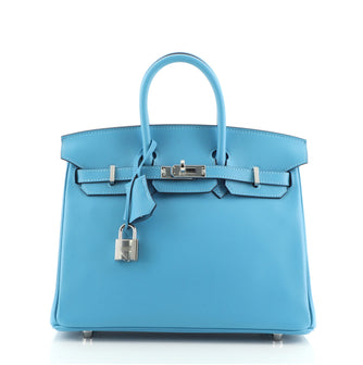Hermes Birkin Handbag Blue Swift with Palladium Hardware 25
