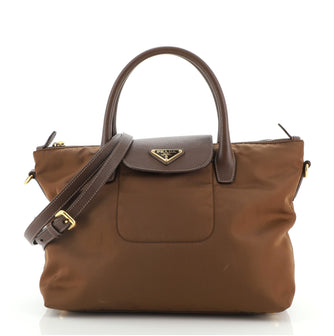 Prada Convertible Flap Tote Tessuto and Saffiano Leather Medium