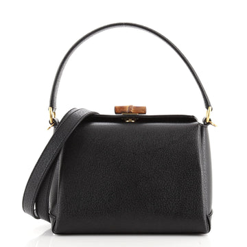 Gucci Vintage Convertible Bamboo Box Crossbody Bag Leather Small