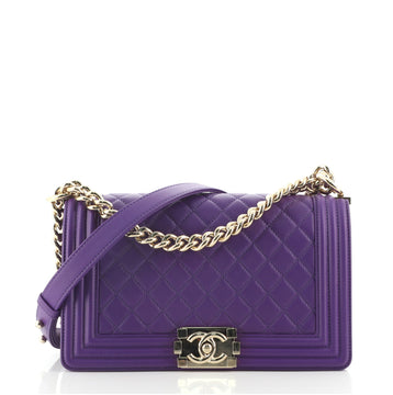 Chanel Boy Flap Bag Quilted Lambskin Old Medium