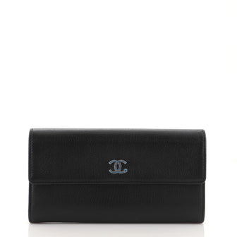 Chanel CC Gusset Flap Wallet Goatskin Long