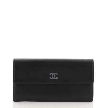Chanel CC Gusset Flap Wallet Goatskin Long