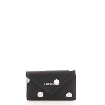 Balenciaga Logo 6 Key Holder Printed Leather