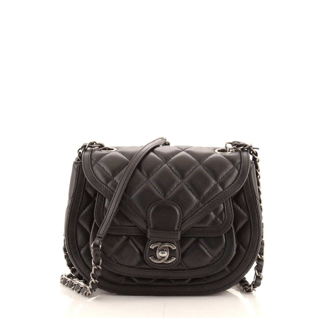 Chanel Saddle Bag Quilted Calfskin Small Black 7938515