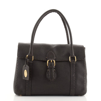 Fendi Selleria Linda Satchel Pebbled Leather Medium