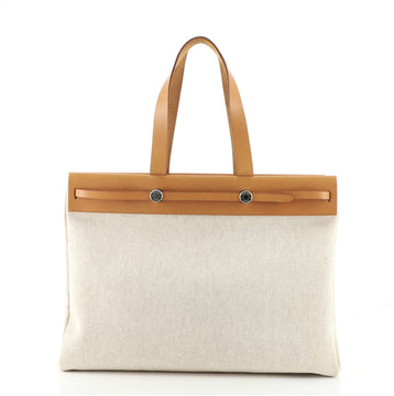 Hermes Herbag Cabas Toile and Leather MM