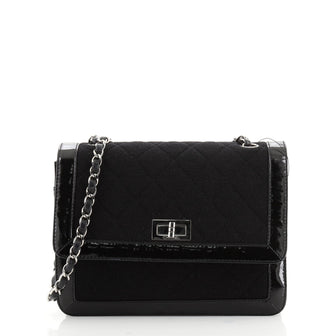 Chanel Vintage Mademoiselle Flap Bag Quilted Canvas with Patent Small