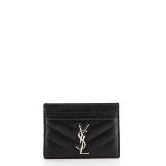 Saint Laurent Classic Monogram Card Holder Matelasse Chevron Leather