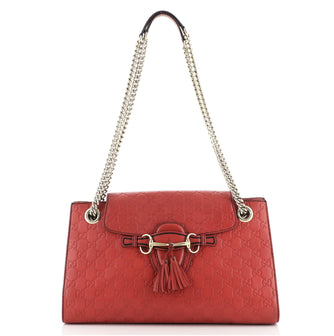 Gucci Emily Chain Flap Shoulder Bag Guccissima Leather Large