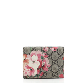 Gucci Flap Card Case Blooms Print GG Coated Canvas