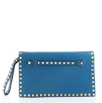 Valentino Rockstud Flap Clutch Leather