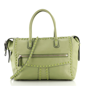 Valentino Rockstud Front Zip Convertible Boston Bag Leather Medium