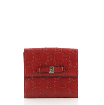 Gucci Bow Signature French Wallet Guccissima Leather Compact