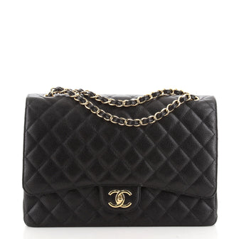 Chanel Classic Double Flap Bag Quilted Caviar Maxi