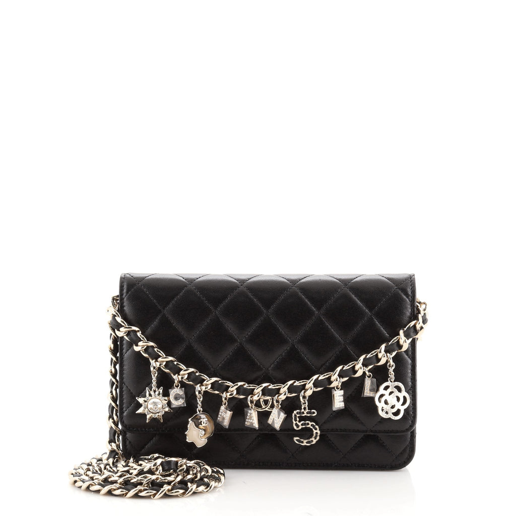 Chanel Coco Charms Wallet on Chain Quilted Lambskin Black 794712