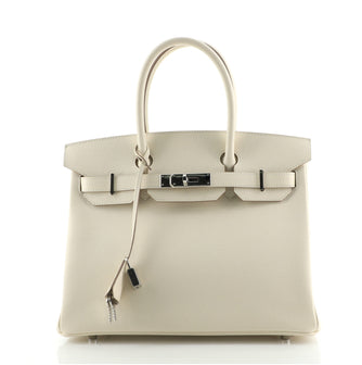 Hermes Birkin Handbag Light Epsom with Palladium Hardware 30