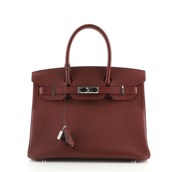 Hermes Birkin Handbag Red Epsom with Palladium Hardware 30
