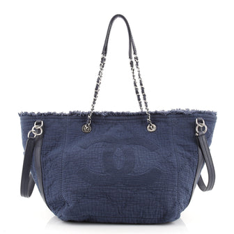 Chanel Double Face Deauville Tote Fringe Quilted Canvas Small