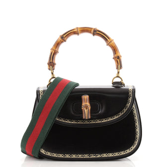 Gucci Bamboo Web Top Handle Bag Printed Leather Medium