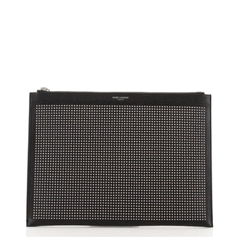 Saint Laurent Zip Pouch Studded Leather Medium