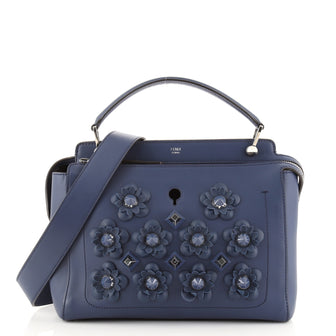 Fendi Flowerland DotCom Convertible Satchel Embellished Leather Medium