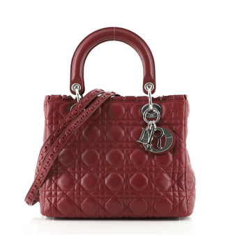 Christian Dior Lady Dior Bag Ruffle Cannage Quilt Lambskin Medium