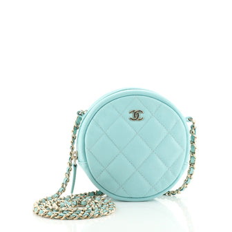 Chanel Round Clutch with Chain Quilted Iridescent Caviar Mini