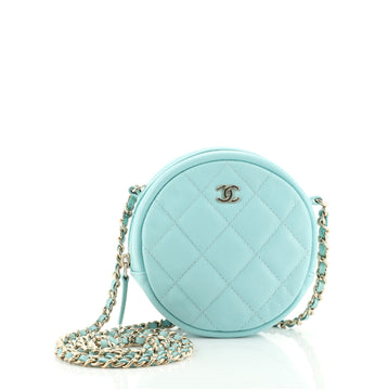 Chanel Round Clutch with Chain Quilted Iridescent Caviar Mini