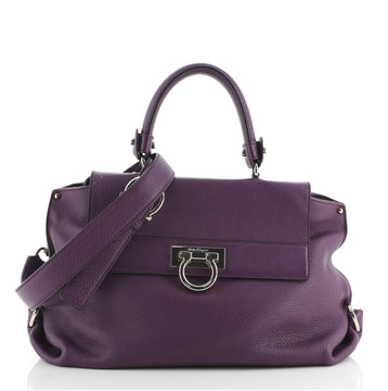 Salvatore Ferragamo Sofia Satchel Pebbled Leather Medium