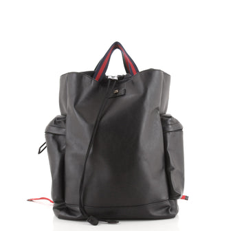 Gucci Animalier Web Drawstring Backpack Leather Large