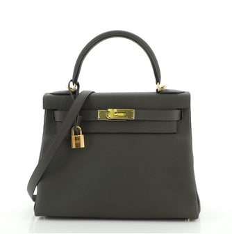 Hermes Kelly Handbag Grey Togo with Gold Hardware 28