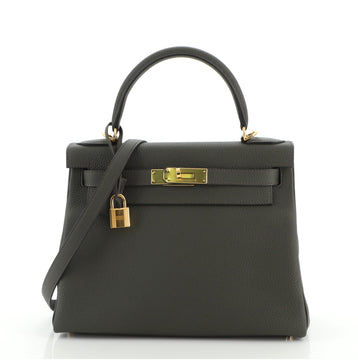 Hermes Kelly Handbag Grey Togo with Gold Hardware 28