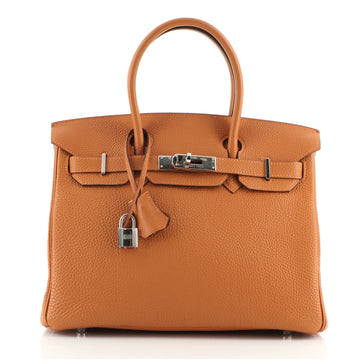 Hermes Birkin Handbag Orange Togo with Palladium Hardware 30