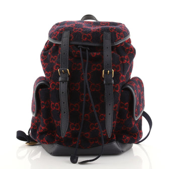 Gucci Double Pocket Belt Backpack GG Wool Medium
