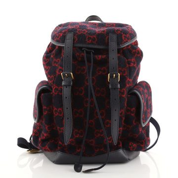 Gucci Double Pocket Belt Backpack GG Wool Medium