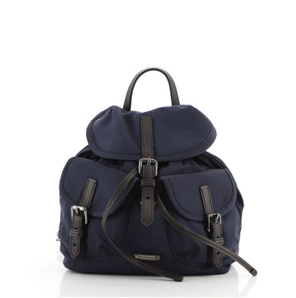 Burberry Double Pocket Drawstring Backpack Nylon Small