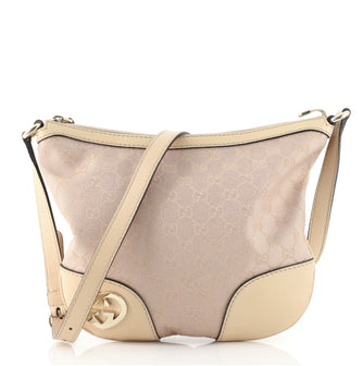 Gucci Lovely Hearts Interlocking G Crossbody Bag GG Canvas with Leather