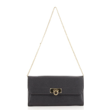 Salvatore Ferragamo Gancio Lock Wallet on Chain Leather