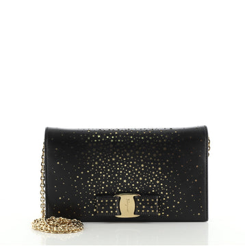 Salvatore Ferragamo Miss Vara Chain Wallet Laser Cut Leather