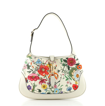 Gucci Jackie Hobo Flora Canvas with Leather Medium