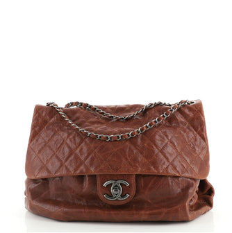 Chanel Elastic Flap Bag Quilted Glazed Caviar Maxi