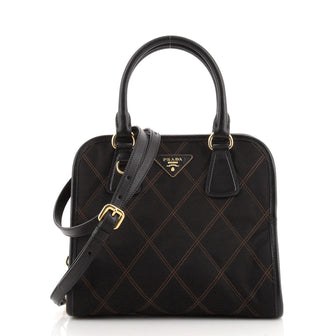 Prada Impunturato Convertible Tote Quilted Tessuto Small
