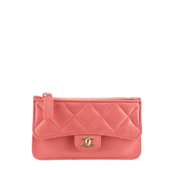 Chanel Flap Zip Card Holder Quilted Lambskin