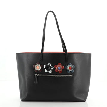 Fendi Flowerland Roll Tote Embellished Leather Medium