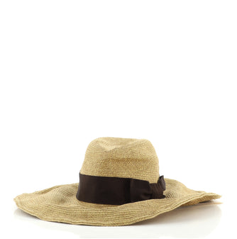 Gucci Bow Wide Brim Floppy Hat Raffia