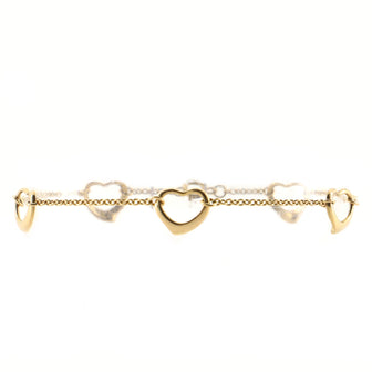 Tiffany & Co. Elsa Peretti Open Heart 5 Charm Bracelet 18K Yellow Gold
