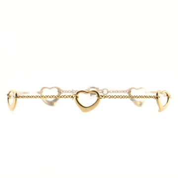 Tiffany & Co. Elsa Peretti Open Heart 5 Charm Bracelet 18K Yellow Gold